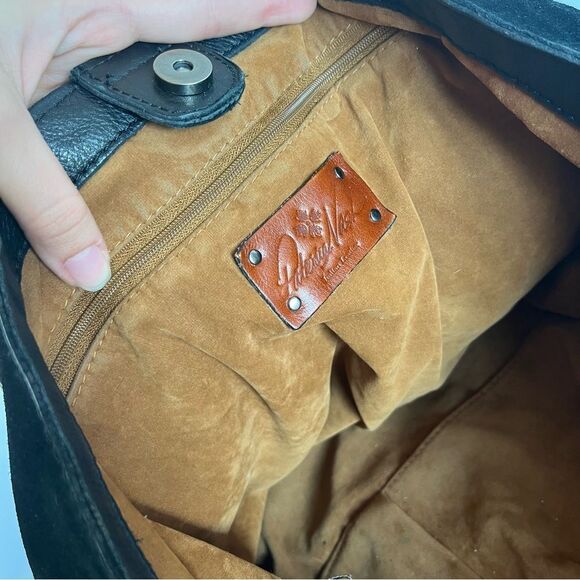 PATRICIA NASH Black Suede Benvenuto Cava XL Tote Shoulder Bag Rivets Travel - Picture 11 of 11